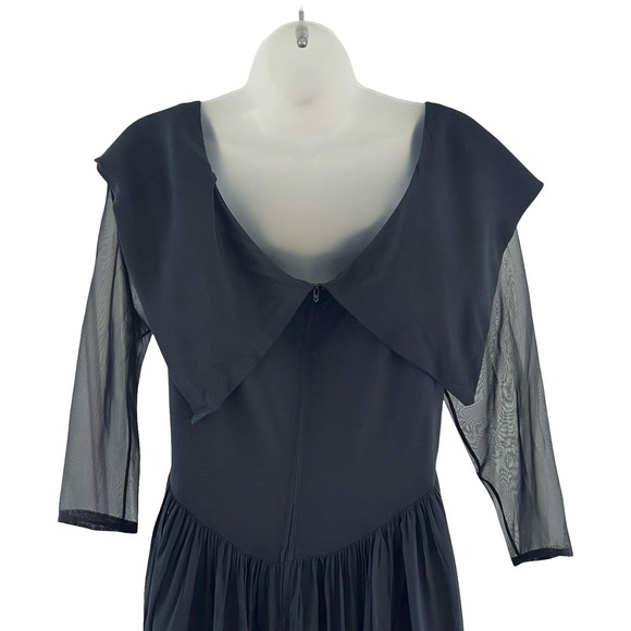 Rampage Dress Medium Black Sheer Maxi Cowl Whimsigoth Dark Romantic Y2K 90s Gown - Picture 3 of 16